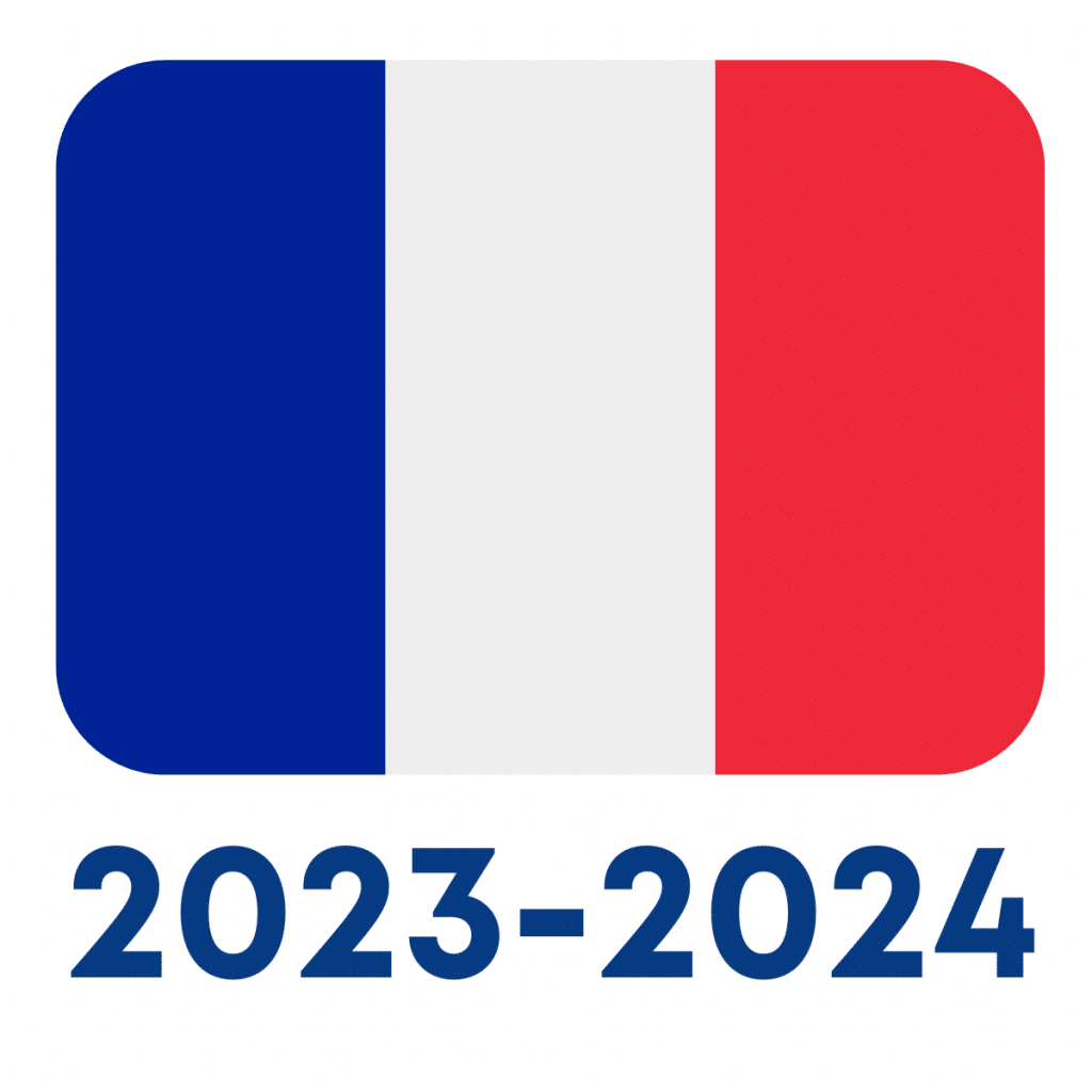 Le drapeau français avec la mention de l'année scolaire 2023-2024